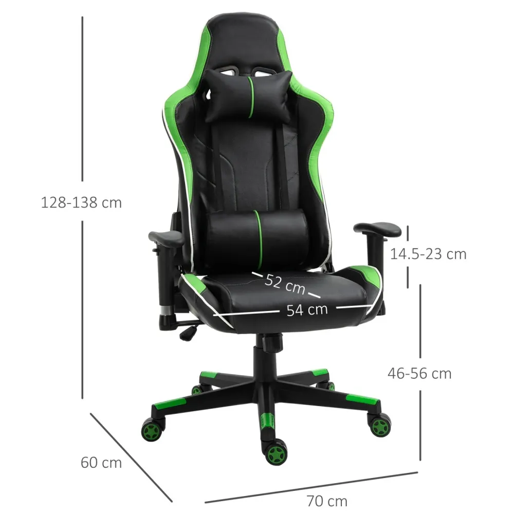 EASYCOMFORT Poltrona Gaming con Altezza e Schienale Regolabile Sedia da Ufficio Nera e Verde