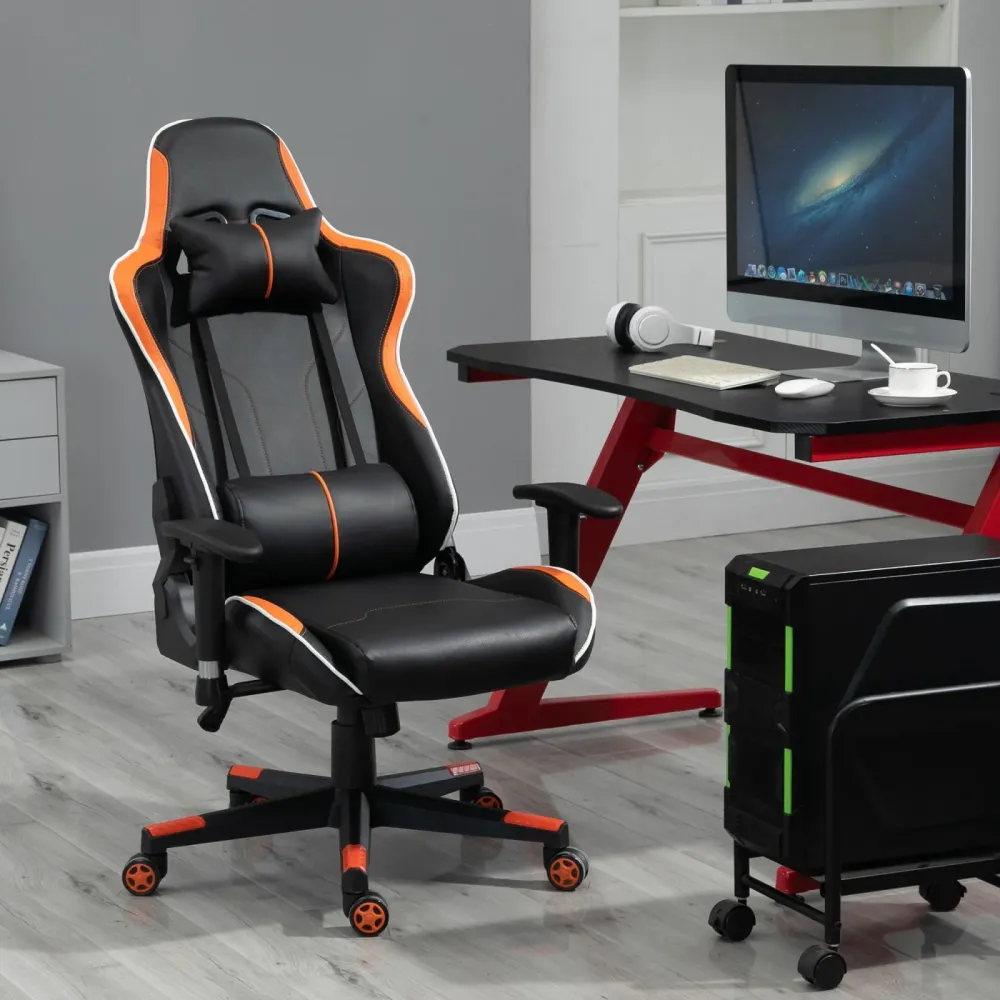 EASYCOMFORT Poltrona Gaming con Altezza e Schienale Regolabile Sedia da Ufficio Nera e Arancione