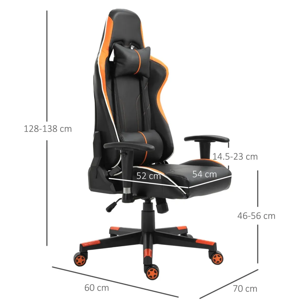 EASYCOMFORT Poltrona Gaming con Altezza e Schienale Regolabile Sedia da Ufficio Nera e Arancione