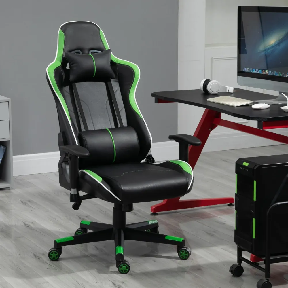 EASYCOMFORT Poltrona Gaming con Altezza e Schienale Regolabile Sedia da Ufficio Nera e Verde