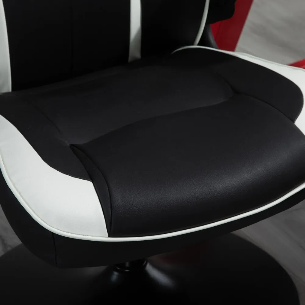 Easycomfort Poltrona da Gaming da Ufficio Ergonomica, Altezza Regolabile, Base Fissa, Braccioli Pieghevoli Nero e Bianco