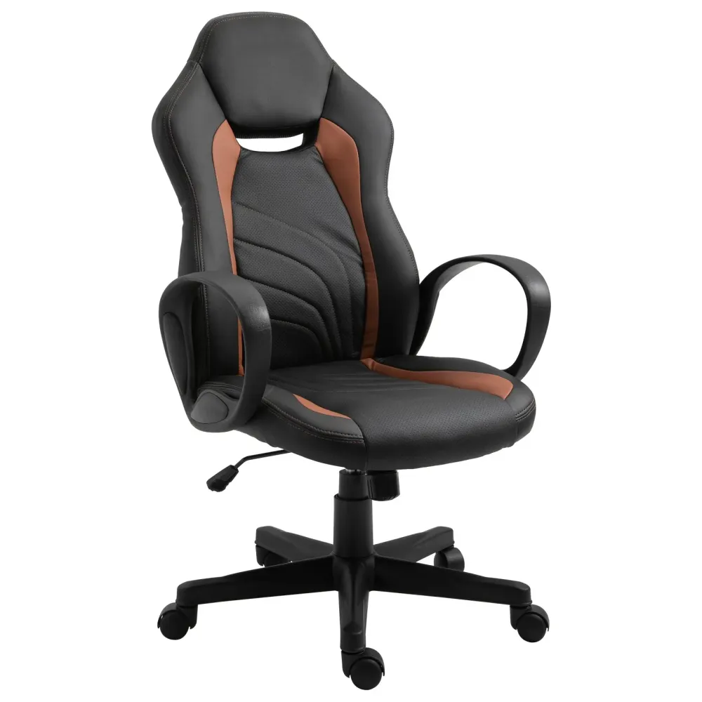 EASYCOMFORT Poltrona da gaming e ufficio Regolabile Ecopelle Marrone e Nera