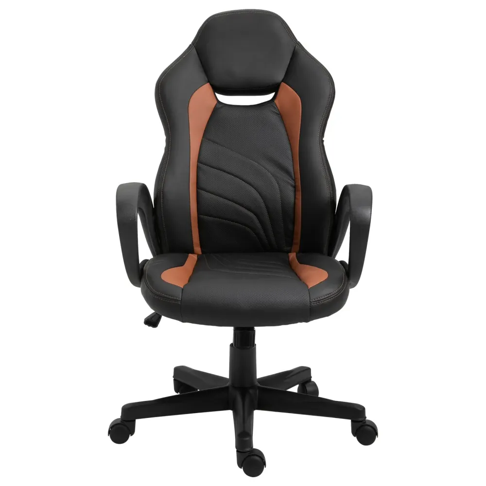EASYCOMFORT Poltrona da gaming e ufficio Regolabile Ecopelle Marrone e Nera