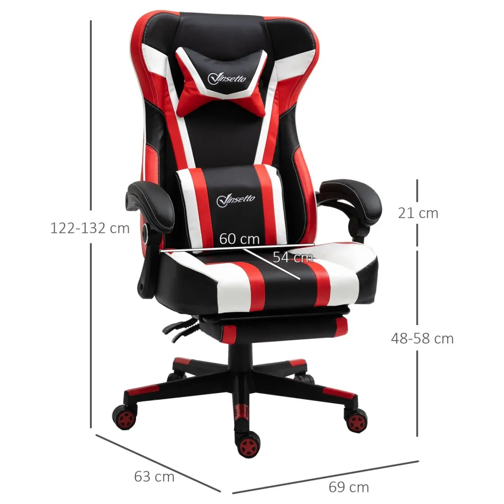 Easycomfort Poltrona da Gaming o da Ufficio, Sedia Racing Reclinabile, Altezza Regolabile, 69x63x122-132 cm