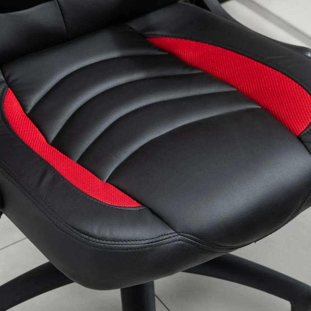 EASYCOMFORT Poltrona Gaming da Ufficio Similpelle Rossa con Braccioli Pieghevoli Altezza e Schienale Regolabile