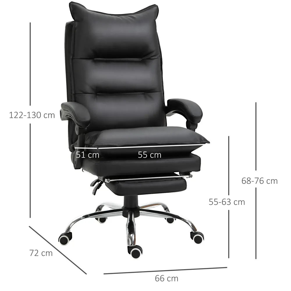 Easycomfort Poltrona da Ufficio Finta Pelle Nera, Sedia Direzionale Altezza Regolabile con Schiena Alta Reclinabile 155° e...