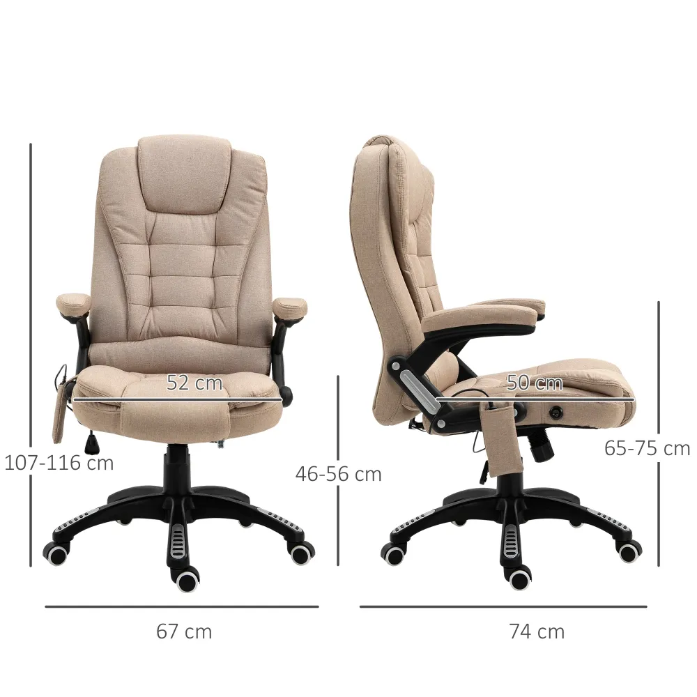 Easycomfort Poltrona da Ufficio Massaggiante con Altezza Regolabile, 6 Punti di Massaggio e Riscaldamento, Beige
