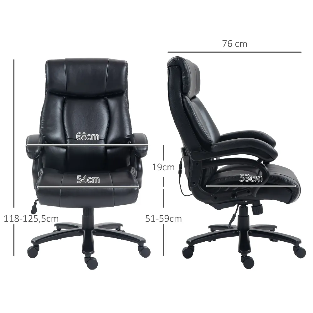 EasyComfort Poltrona da Ufficio Massaggiante e Riscaldata con 2 Punti Massaggio e 8 Programmi, Nera