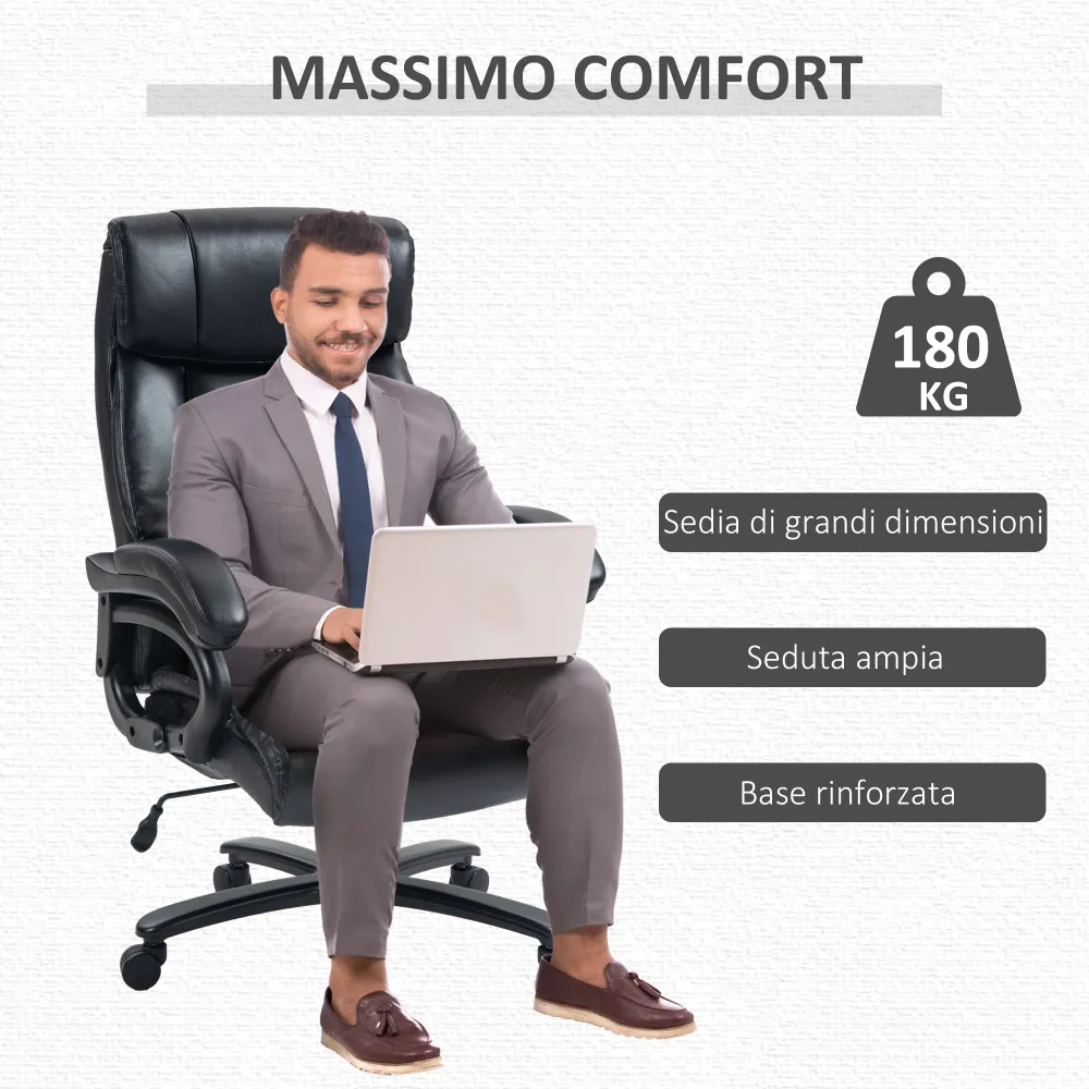 EasyComfort Poltrona da Ufficio Massaggiante e Riscaldata con 2 Punti Massaggio e 8 Programmi, Nera