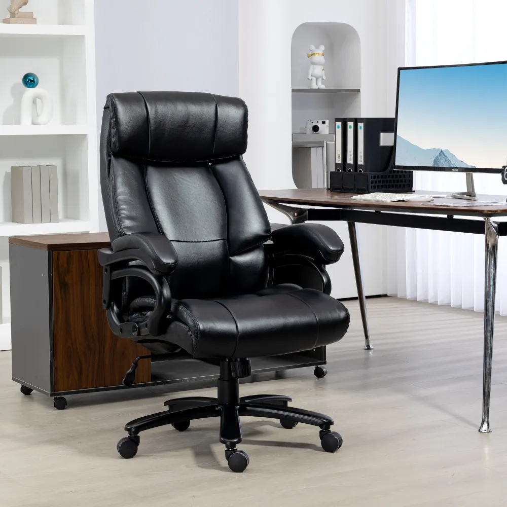 EasyComfort Poltrona da Ufficio Massaggiante e Riscaldata con 2 Punti Massaggio e 8 Programmi, Nera