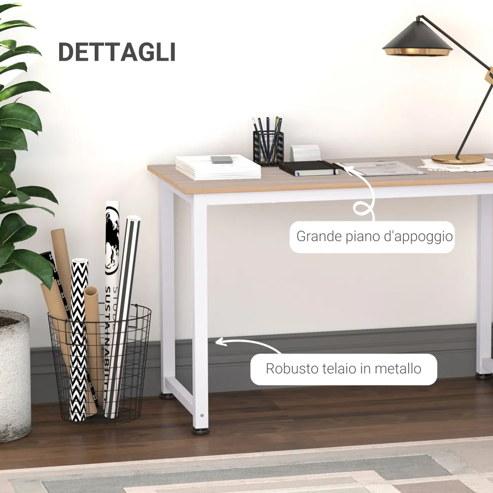 Easycomfort Scrivania Moderna per Computer con Gambe Regolabili e Struttura MDF e Metallo, Tavolo da Pranzo 120x60x76 cm,...