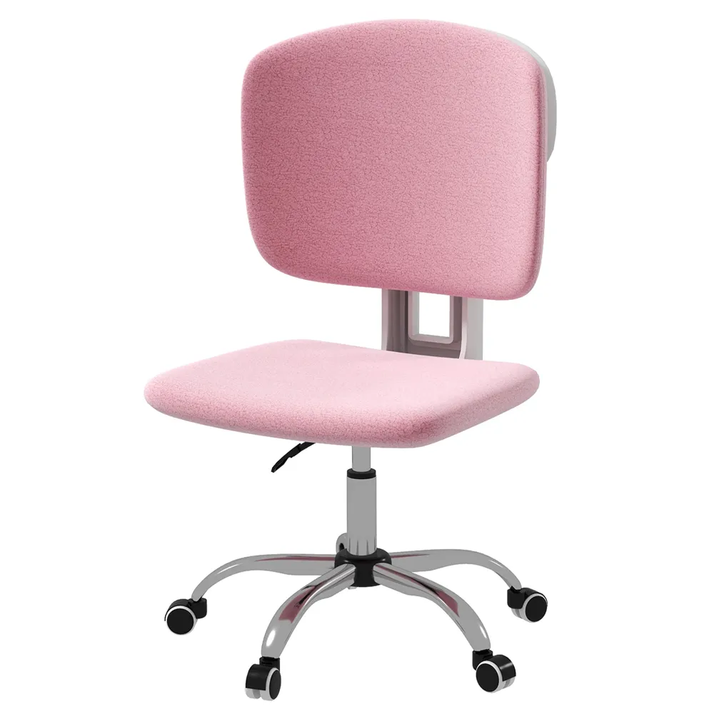 Easycomfort Sedia Ergonomica ad Altezza Regolabile Tessuto Effetto Lino con Schienale Ricurvo, 48x53x80-90 cm, Rosa