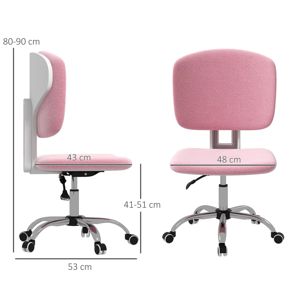 Easycomfort Sedia Ergonomica ad Altezza Regolabile Tessuto Effetto Lino con Schienale Ricurvo, 48x53x80-90 cm, Rosa