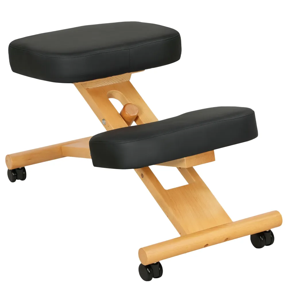 EasyComfort Sedia Ergonomica Posturale con Inginocchiatoio, Altezza Regolabile e Rotelle Legno, Nero