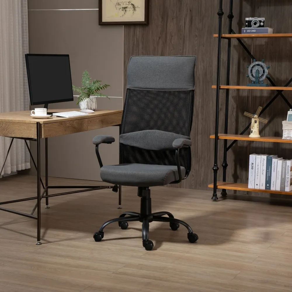 EASYCOMFORT Sedia Ergonomica Regolabile Tessuto - Grigio Nero