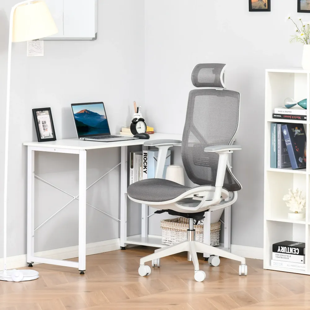 EASYCOMFORT Sedia Ergonomica da Ufficio con Poggiatesta, Inclinazione e Altezza Regolabile, Poltrona Girevole Basculante c...