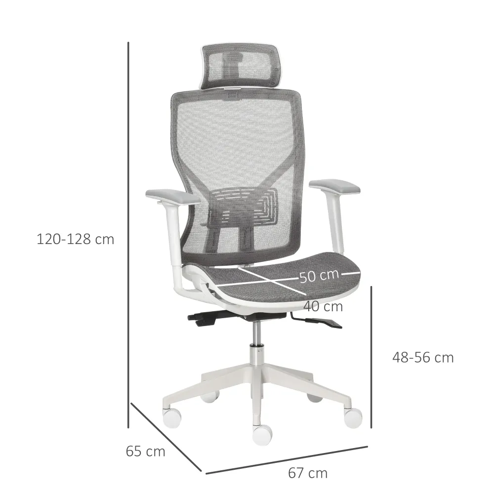 EASYCOMFORT Sedia Ergonomica da Ufficio con Poggiatesta, Inclinazione e Altezza Regolabile, Poltrona Girevole Basculante c...
