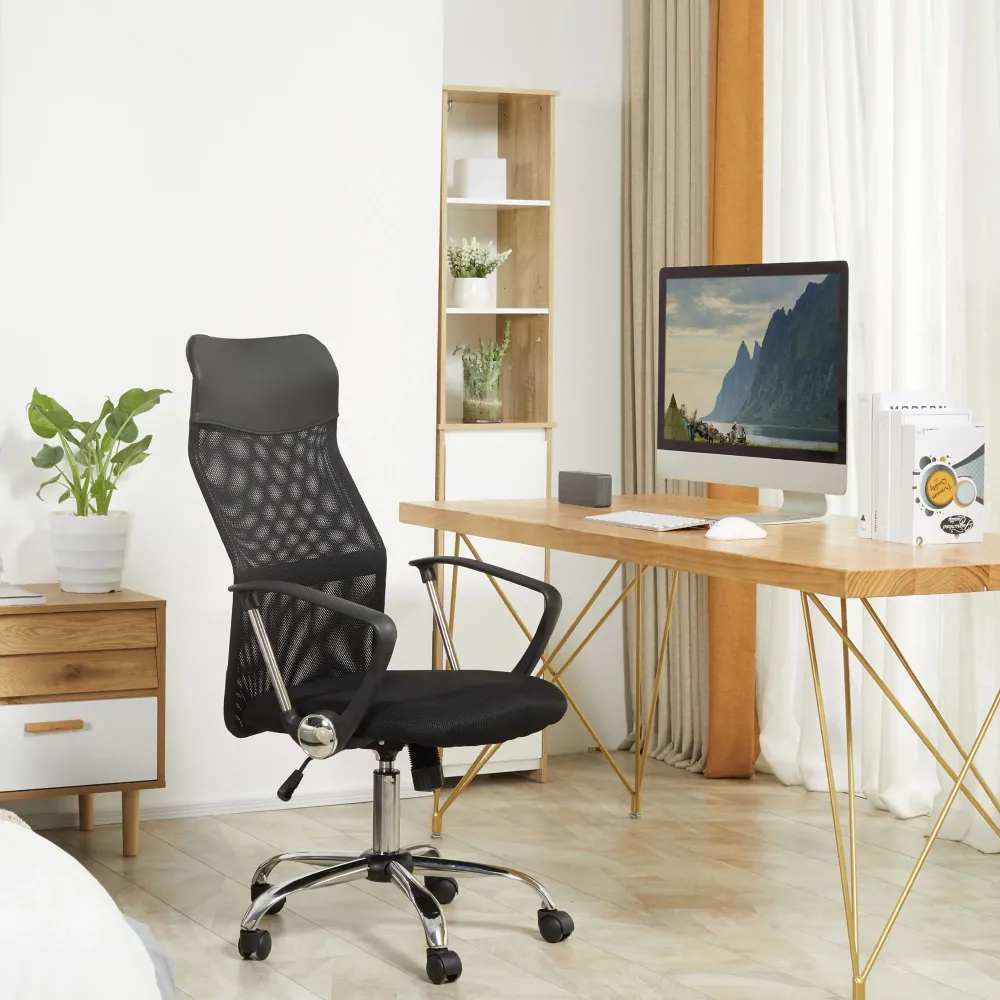 Easycomfort Sedia Ergonomica da Ufficio Girevole e Dondolo con Ruote, Altezza Regolabile e Schienale Rete, 63x65x109-119cm...