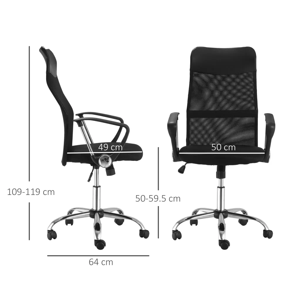 Easycomfort Sedia Ergonomica da Ufficio Girevole e Dondolo con Ruote, Altezza Regolabile e Schienale Rete, 63x65x109-119cm...