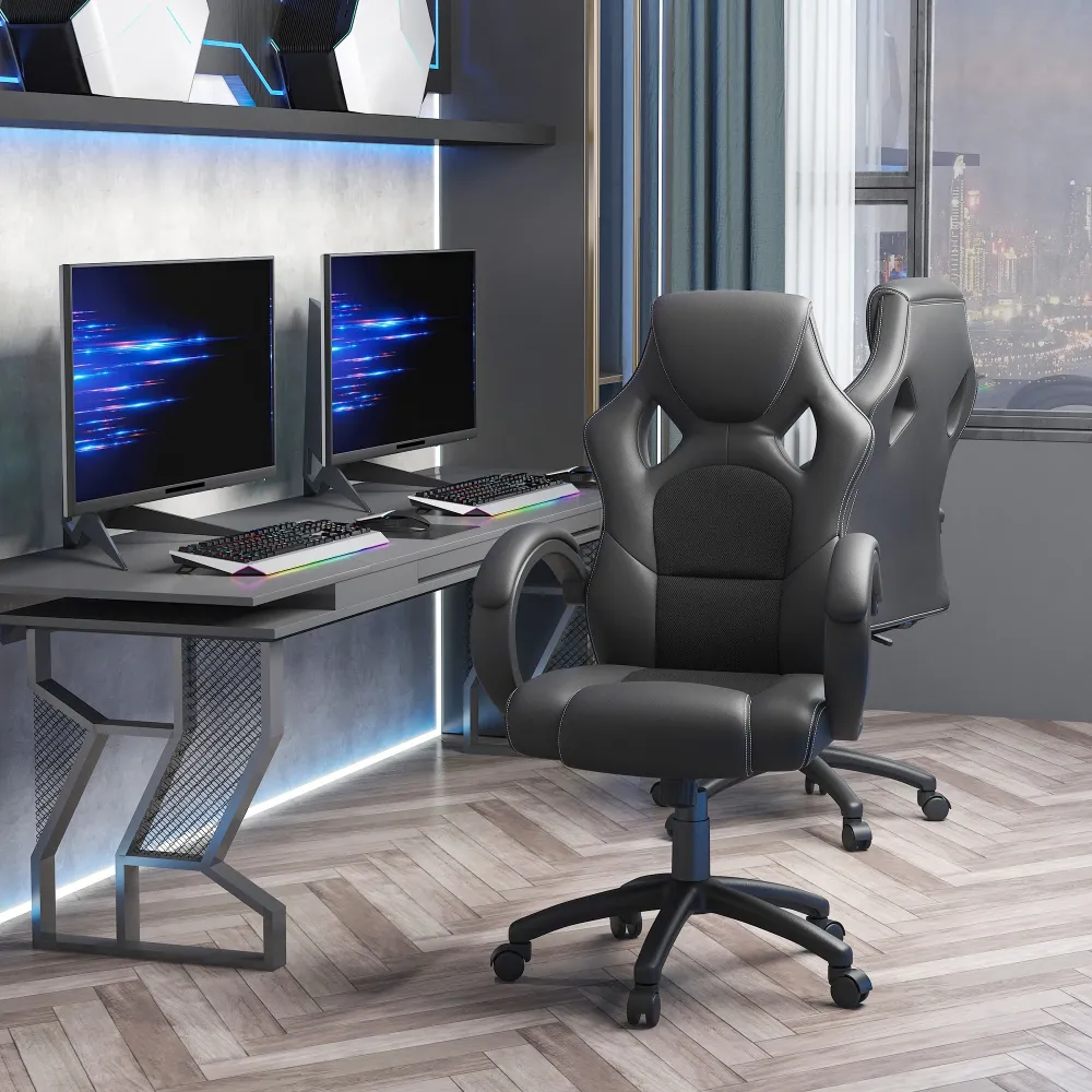 Easycomfort Sedia da Gaming ad Altezza Regolabile, Sedia da Ufficio con Funzione Dondolo, Girevole e Reclinabile, 71x61x10...