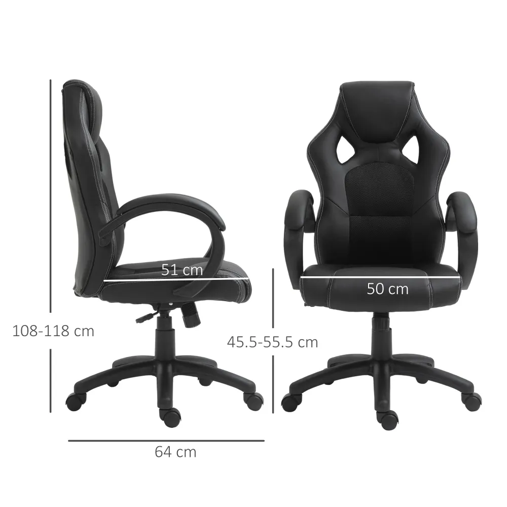 Easycomfort Sedia da Gaming ad Altezza Regolabile, Sedia da Ufficio con Funzione Dondolo, Girevole e Reclinabile, 71x61x10...