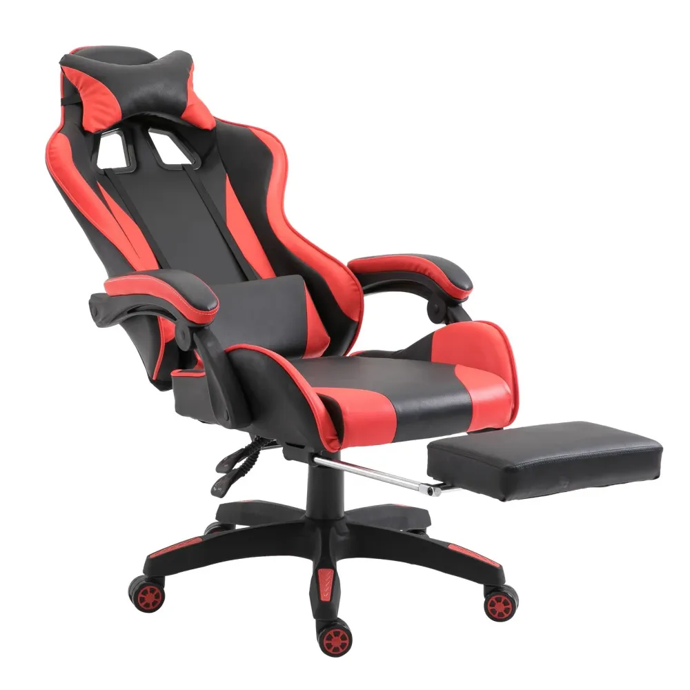 EasyComfort Sedia da Gaming con Poggiapiedi Estendibile, Poltrona Gaming Ergonomica Reclinabile Ecopelle 66×60×127-134cm R...