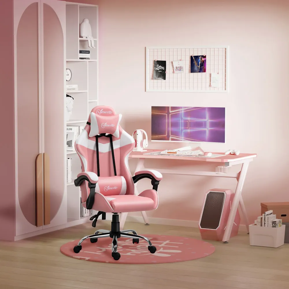 Easycomfort Sedia da Gaming Ergonomica con Poggiatesta, Altezza Regolabile e Reclinabile, Poltrona Girevole con Ruote, 63x...