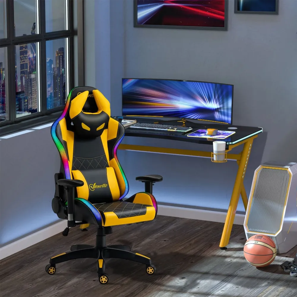 EASYCOMFORT Sedia da Gaming - Giallo Nero
