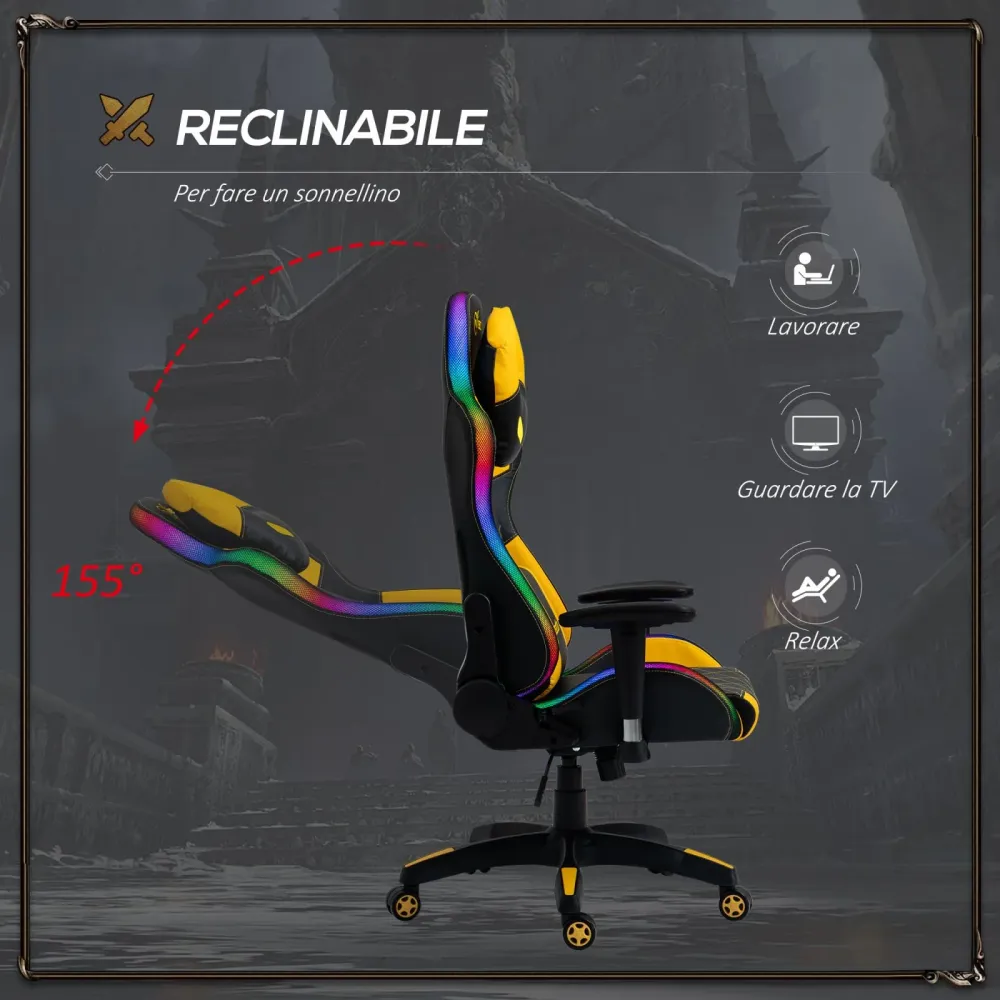 EASYCOMFORT Sedia da Gaming - Giallo Nero
