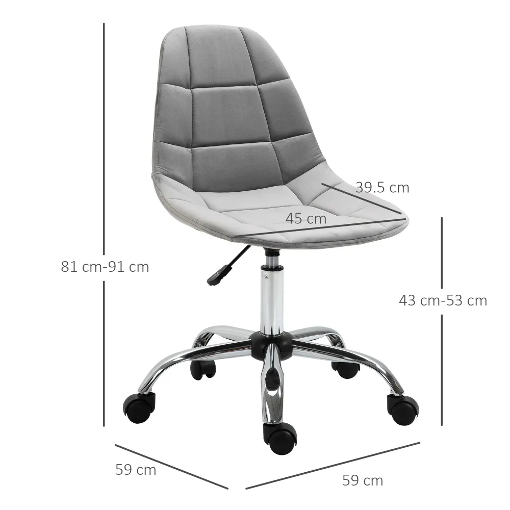 Easycomfort Sedia Girevole , Design Ergonomico e Regolabile Senza Braccioli, Grigio, 59x59x81-91cm