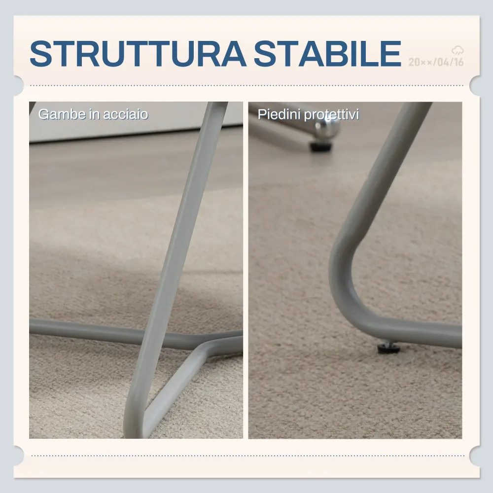 EasyComfort Sedia Moderna con Braccioli e Schienale Imbottiti, Tessuto Effetto Lino e Acciaio, 63x69x75 cm, Grigio