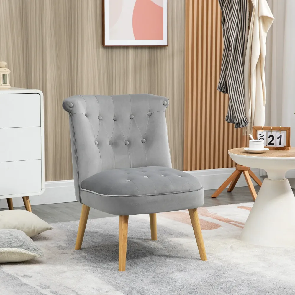 Easycomfort Sedia Moderna per Soggiorno e Sala da Pranzo con Seduta Imbottita e Tessuto Vellutato, 60x66x79 cm, Grigia