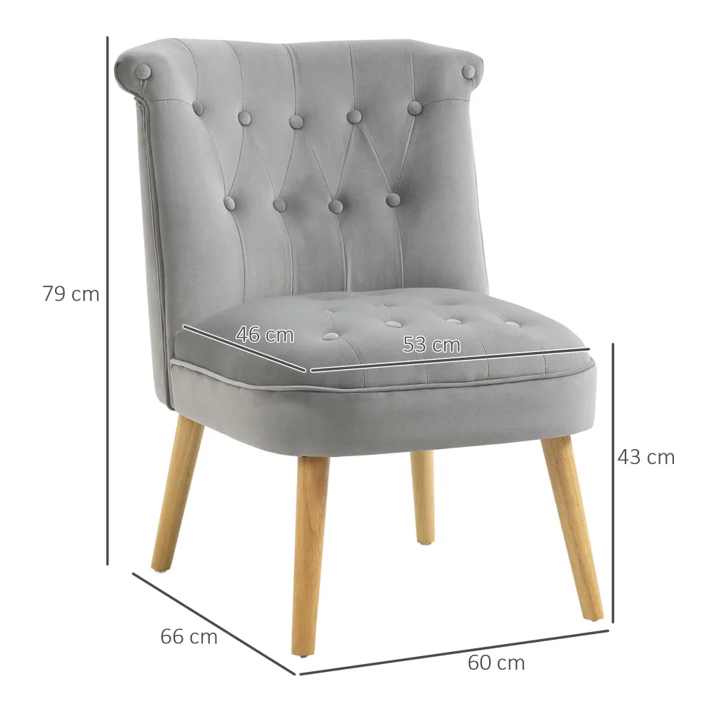 Easycomfort Sedia Moderna per Soggiorno e Sala da Pranzo con Seduta Imbottita e Tessuto Vellutato, 60x66x79 cm, Grigia