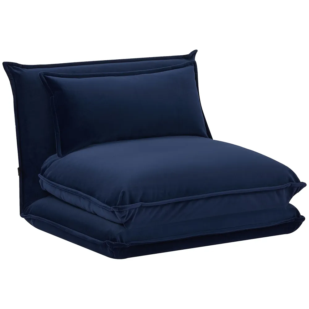 Easycomfort Sedia da Pavimento con Schienale Regolabile 5 Posizioni e Seduta Imbottita, Acciaio e Poliestere, Blu scuro