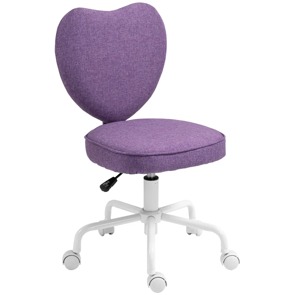 EasyComfort Sedia per Scrivania Cuore con 5 Rotelle e Altezza Regolabile Tessuto, 40x50x79-89cm, Viola