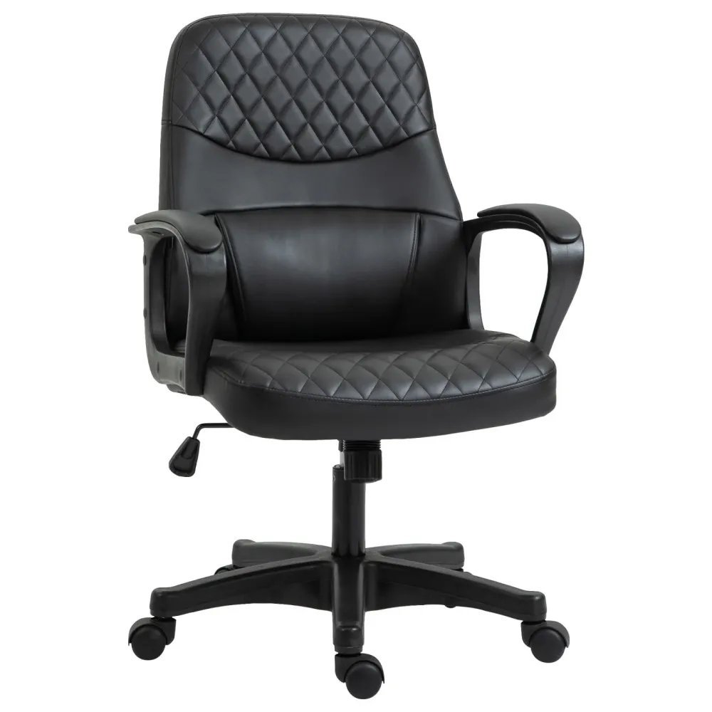 EASYCOMFORT Sedia Poltrona Ufficio Massaggiante Similpelle Nera con Altezza Regolabile