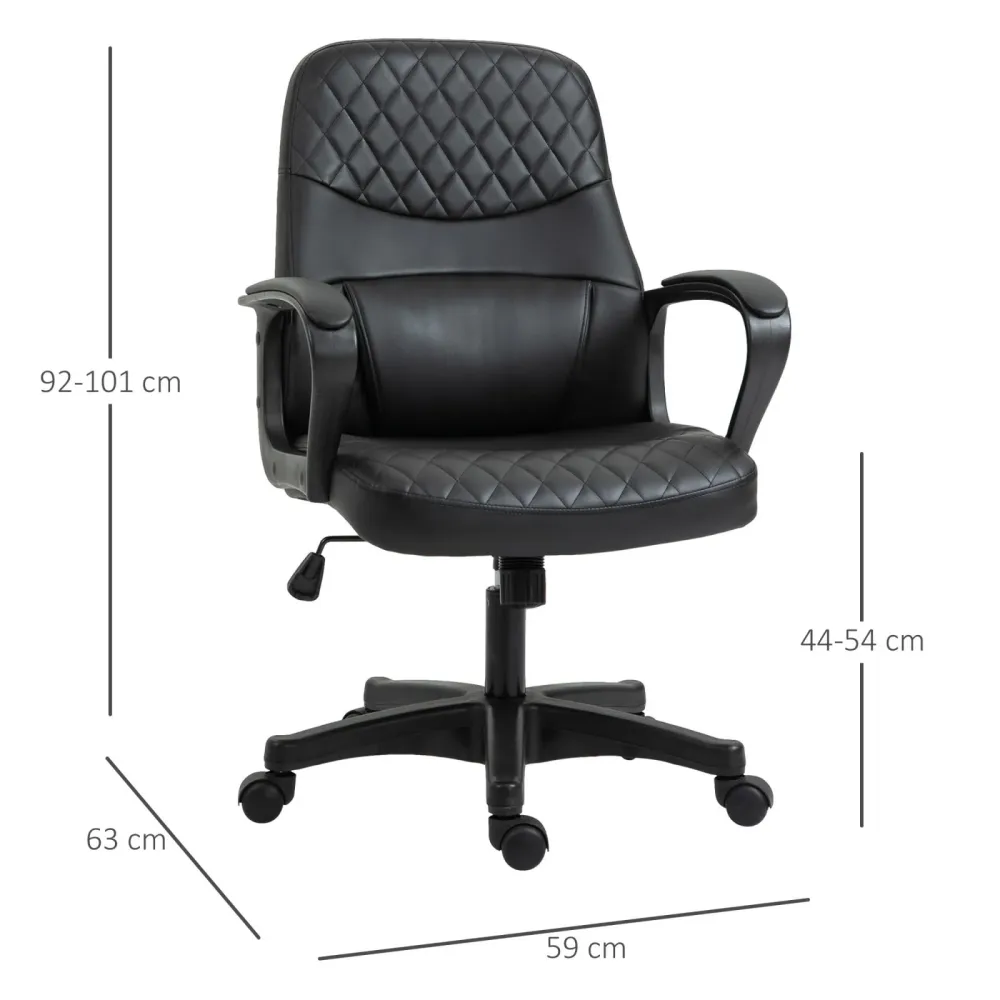 EASYCOMFORT Sedia Poltrona Ufficio Massaggiante Similpelle Nera con Altezza Regolabile