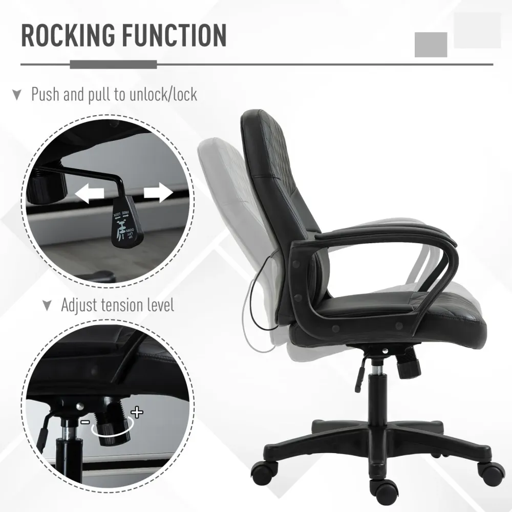 EASYCOMFORT Sedia Poltrona Ufficio Massaggiante Similpelle Nera con Altezza Regolabile