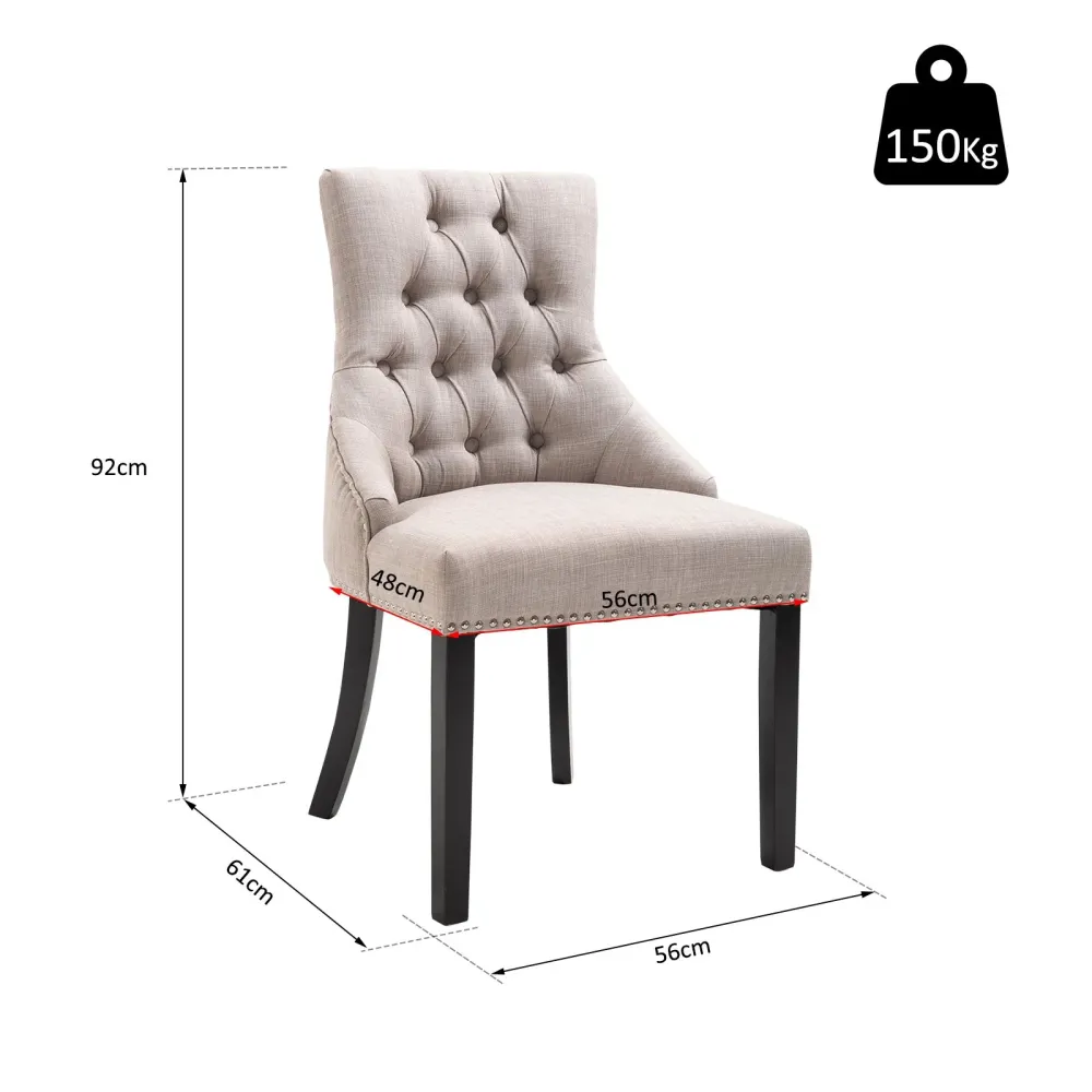 Easycomfort Sedia da Pranzo con Rivestimento Lino e Gambe Legno Schienale Alto Trapuntato Anello un Dietro Schienale Grigi...