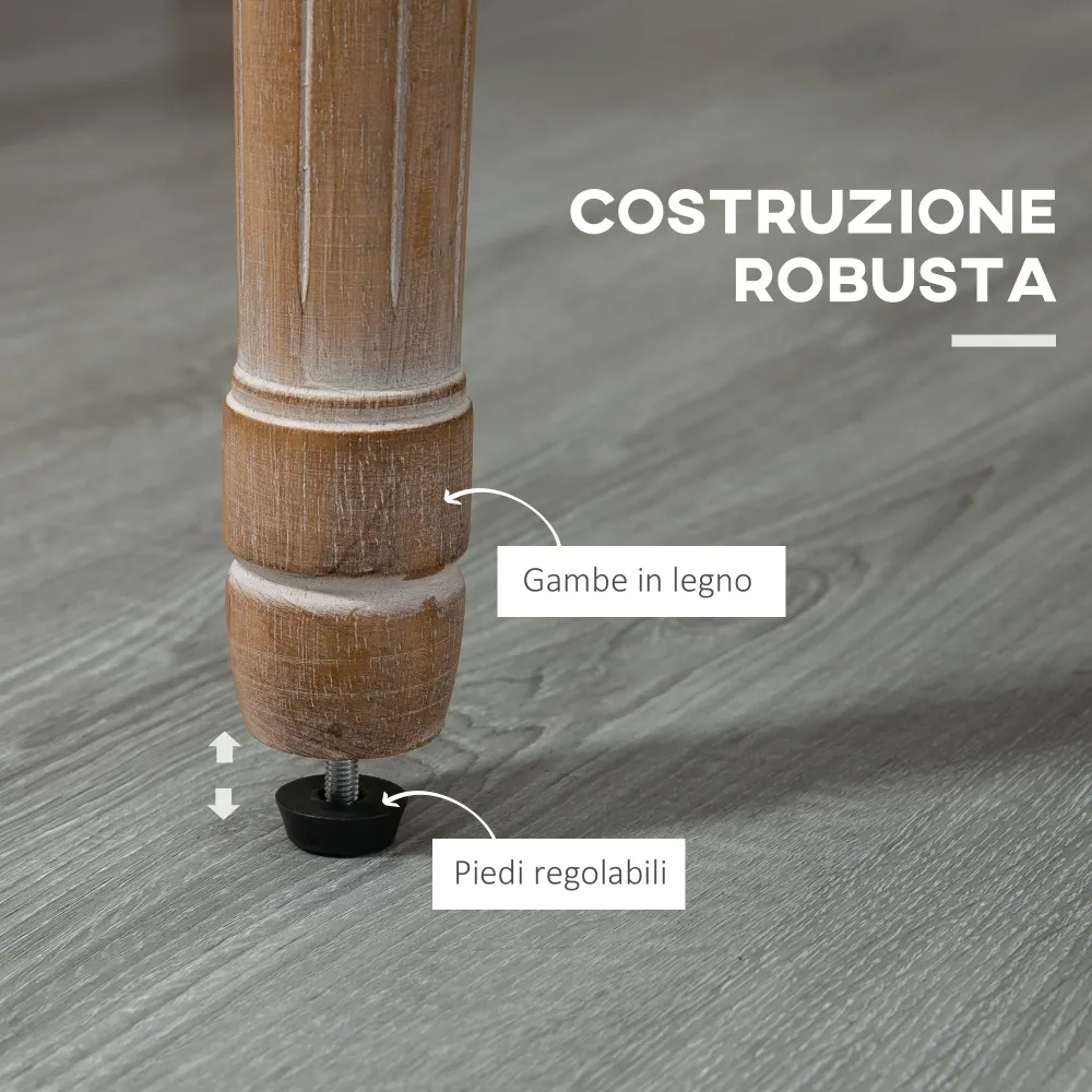 EasyComfort Sedia da Salotto Stile Classico Imbottita con Rivestimento Tessuto, 56x56x96cm, Bianco Crema