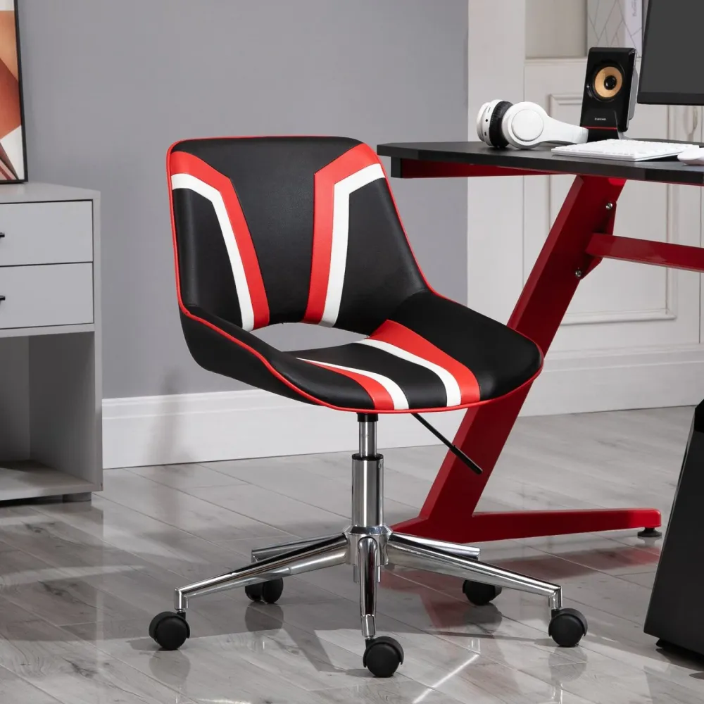 EASYCOMFORT Sedia Sgabello da Ufficio Stile Gaming Girevole e Regolabile, Similpelle