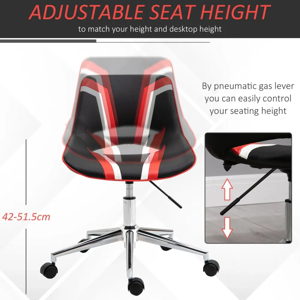 EASYCOMFORT Sedia Sgabello da Ufficio Stile Gaming Girevole e Regolabile, Similpelle