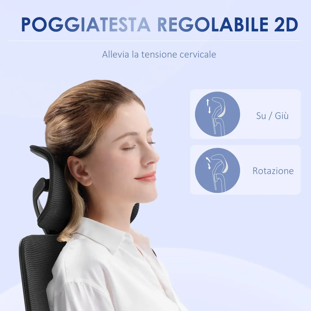 EasyComfort Sedia da Ufficio ad Altezza Regolabile con Inclinazione e Supporto Lombare, 62x58x120-133 cm, Nera