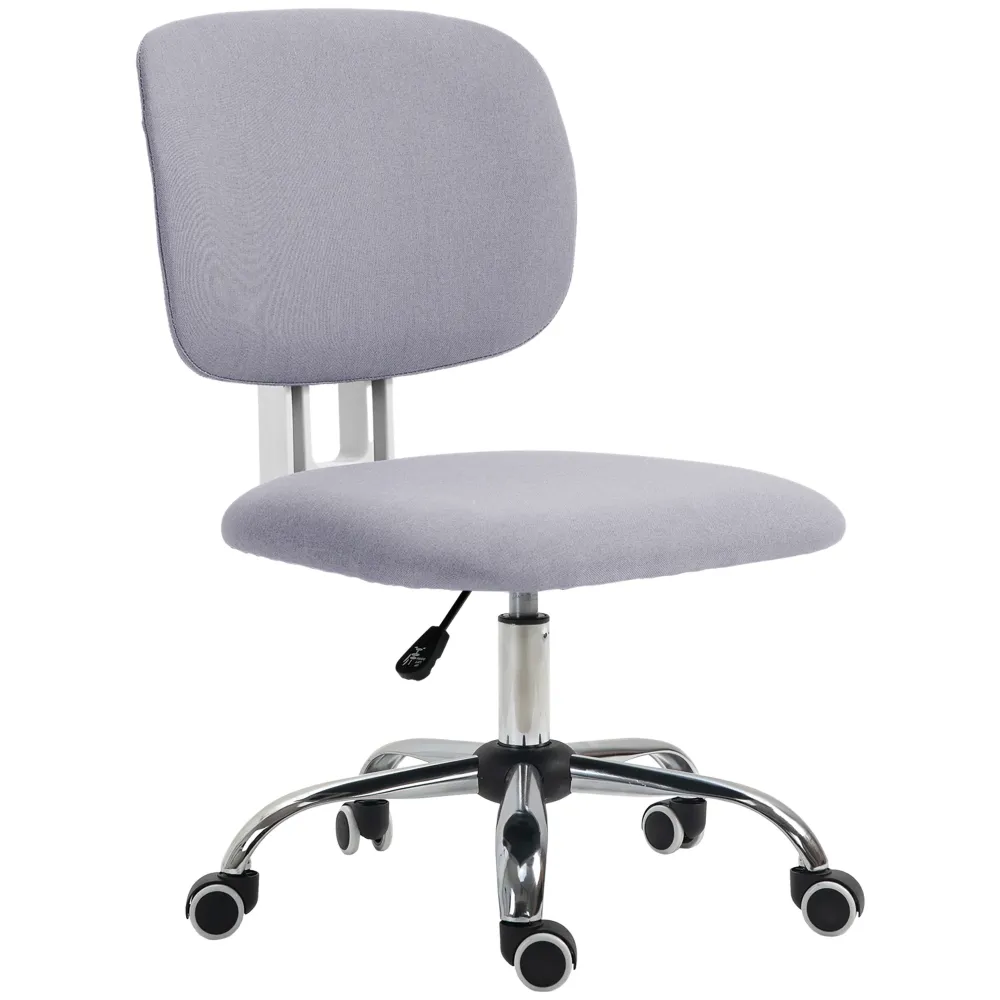 Easycomfort Sedia da Ufficio ad Altezza Regolabile Tessuto Effetto Lino con Schienale Ricurvo, 48x53x80-90 cm, Grigio