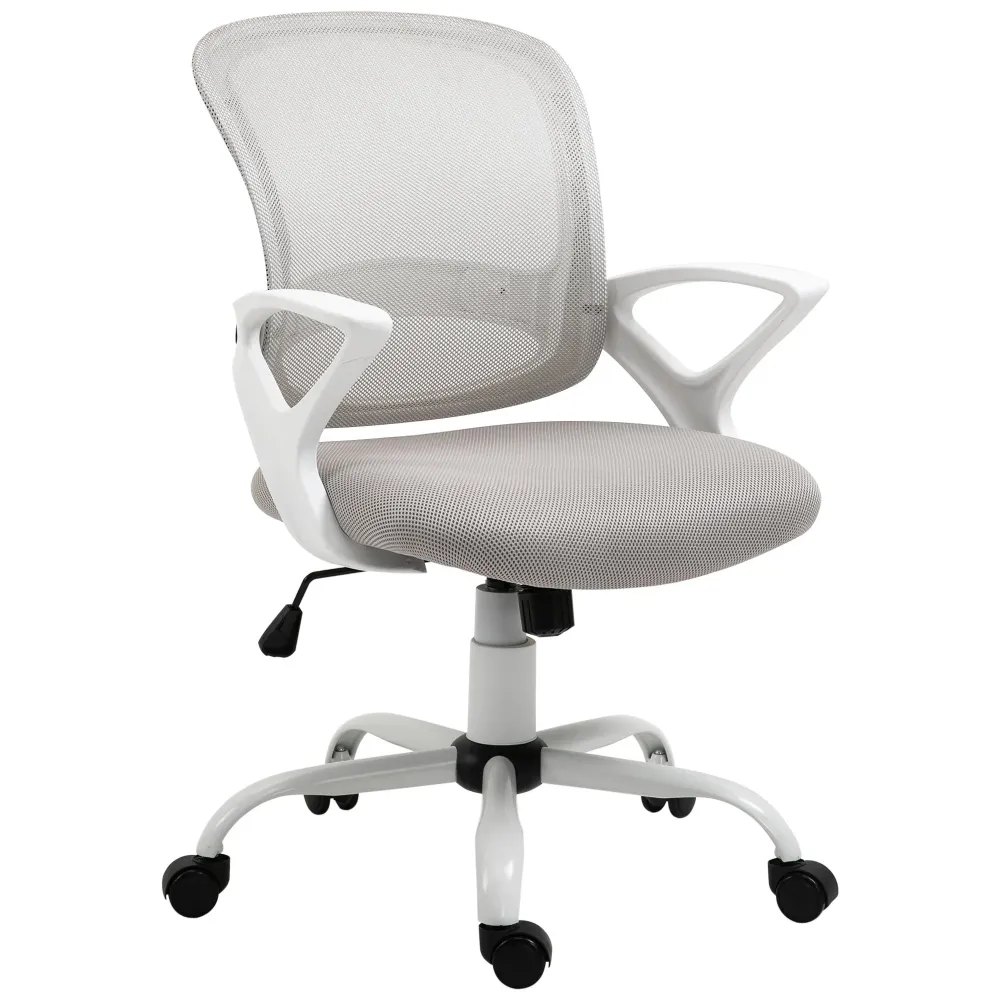 Easycomfort Sedia da Ufficio Basculante Tessuto Rete Grigio, Sedia da Scrivania Ergonomica e Girevole con Altezza Regolabile