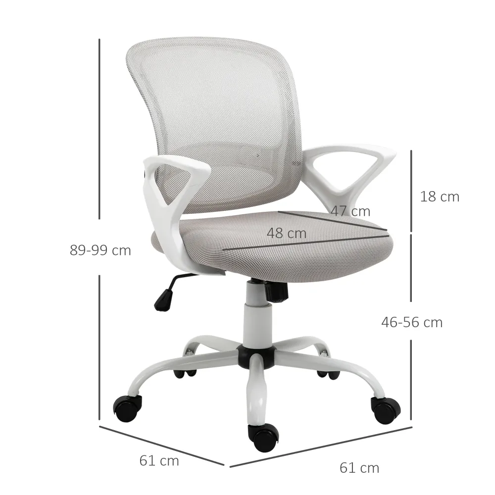 Easycomfort Sedia da Ufficio Basculante Tessuto Rete Grigio, Sedia da Scrivania Ergonomica e Girevole con Altezza Regolabile