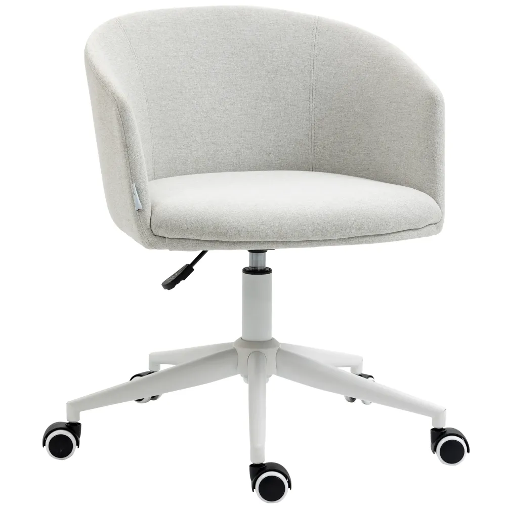 Easycomfort Sedia da Ufficio con Altezza Regolabile, Ruote e Seduta Girevole Tessuto, Grigio Chiaro