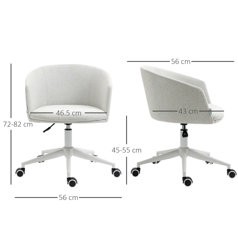 Easycomfort Sedia da Ufficio con Altezza Regolabile, Ruote e Seduta Girevole Tessuto, Grigio Chiaro