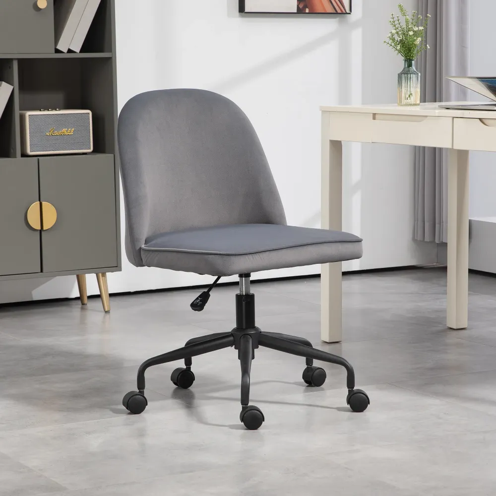 EasyComfort Sedia da Ufficio con Altezza Regolabile e Funzione Dondolo, Rivestimento Tessuto Vellutato, Grigio