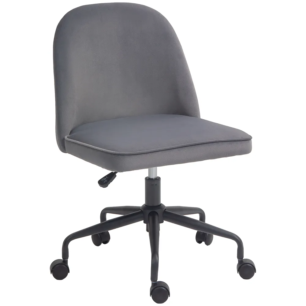 EasyComfort Sedia da Ufficio con Altezza Regolabile e Funzione Dondolo, Rivestimento Tessuto Vellutato, Grigio